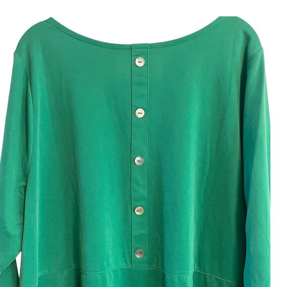 Soft Surroundings Green Tunic Button Back Pockets Long Shirt Top 1X Plus NEW - Picture 3 of 7